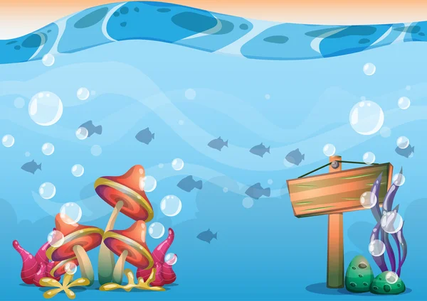 Cartoon vector underwater background with separated layers for game art and animation — ストックベクタ