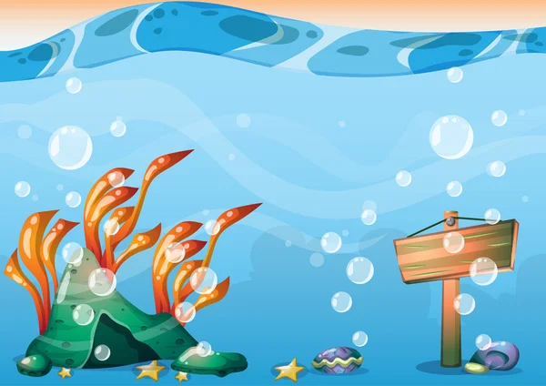 Cartoon vector underwater background with separated layers for game art and animation — Stock vektor