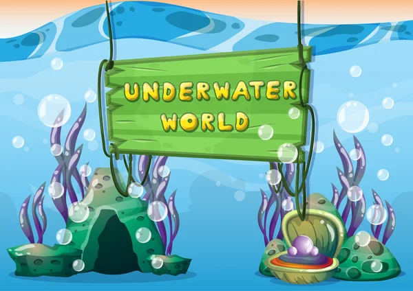 Cartoon vector underwater background with separated layers for game art and animation — Stockový vektor