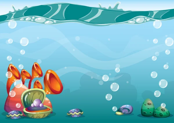 Vector de dibujos animados fondo submarino con capas separadas para el arte del juego y la animación — Archivo Imágenes Vectoriales