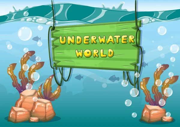 Cartoon vector underwater background with separated layers for game art and animation — Διανυσματικό Αρχείο