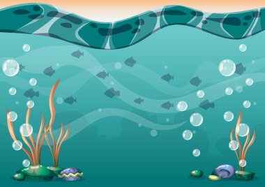 çizgi film oyun sanat ve animasyon için ayrı katmanları ile vektör sualtı arka plan