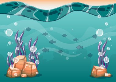 çizgi film oyun sanat ve animasyon için ayrı katmanları ile vektör sualtı arka plan