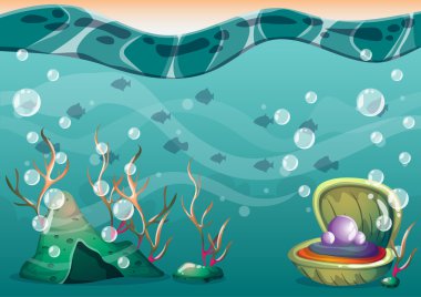 çizgi film oyun sanat ve animasyon için ayrı katmanları ile vektör sualtı arka plan