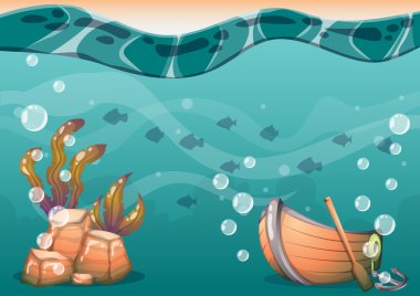 çizgi film oyun sanat ve animasyon için ayrı katmanları ile vektör sualtı arka plan