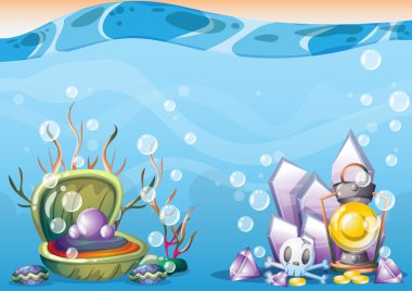 oyun sanat ve animasyon için ayrı katmanları ile karikatür vektör sualtı hazine arka plan
