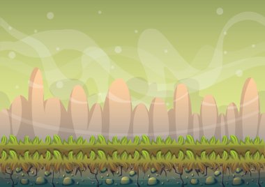 çizgi film vektör doğa manzara arka plan ile oyun sanat ve animasyon için ayrı katmanlar