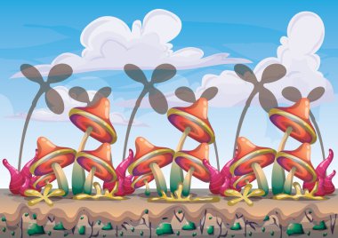 çizgi film vektör doğa manzara arka plan ile oyun sanat ve animasyon için ayrı katmanlar