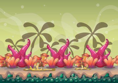 çizgi film vektör doğa manzara arka plan ile oyun sanat ve animasyon için ayrı katmanlar