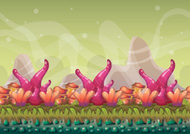 çizgi film vektör doğa manzara arka plan ile oyun sanat ve animasyon için ayrı katmanlar