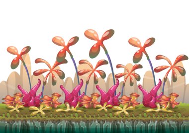 çizgi film vektör doğa manzara arka plan ile oyun sanat ve animasyon için ayrı katmanlar