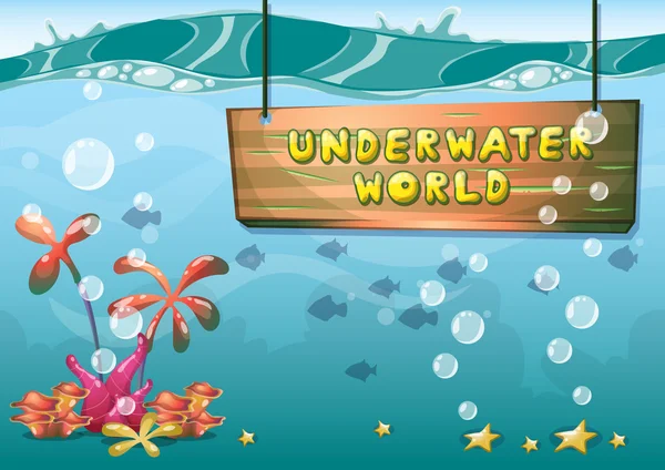 Cartoon vector underwater background with separated layers for game art and animation — Stockový vektor