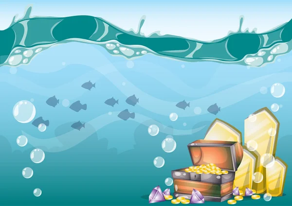 Cartoon vector underwater treasure background with separated layers for game art and animation — ストックベクタ