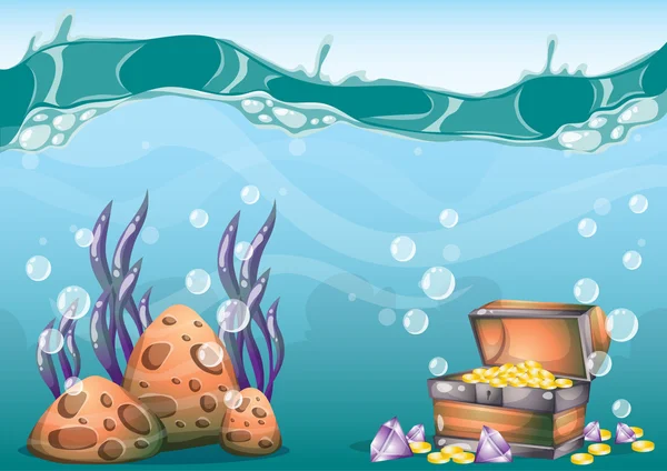Vector de dibujos animados fondo del tesoro submarino con capas separadas para el arte del juego y la animación — Archivo Imágenes Vectoriales