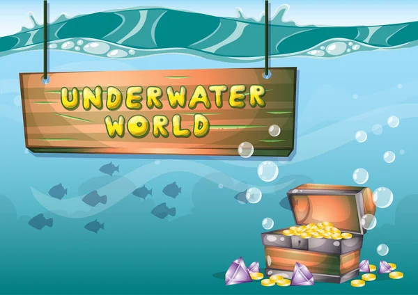 Cartoon vector underwater treasure background with separated layers for game art and animation — Διανυσματικό Αρχείο