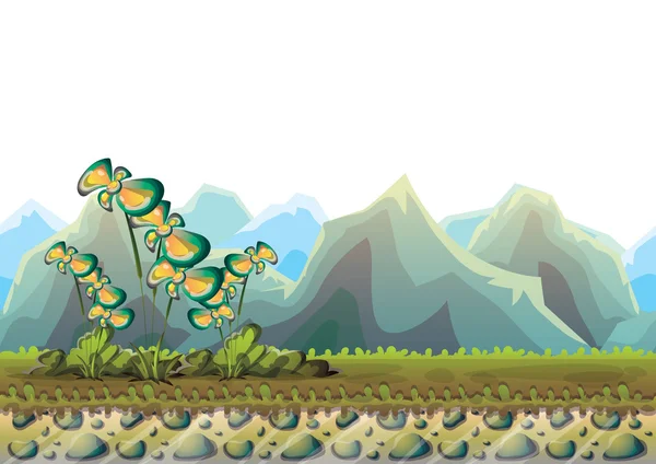 Dessin animé vecteur nature paysage fond avec des couches séparées pour l'art du jeu et de l'animation — Image vectorielle