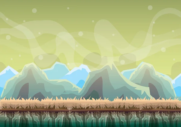 Dibujos animados vector naturaleza paisaje fondo con capas separadas para el arte del juego y la animación — Vector de stock