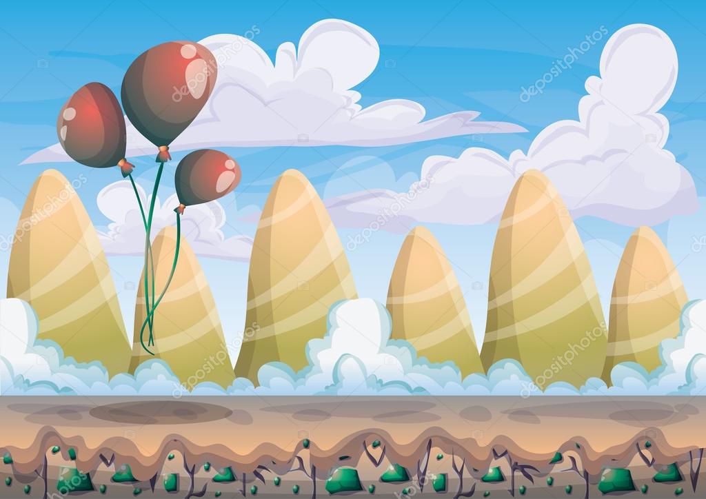 cartoon vector nature landscape background with separated layers for game art and animation