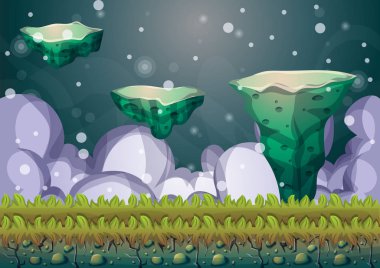 yüzen ada arka plan oyun sanat ve animasyon için ayrı katmanları ile karikatür vektör