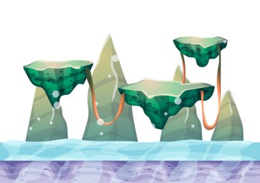 yüzen ada arka plan oyun sanat ve animasyon için ayrı katmanları ile karikatür vektör