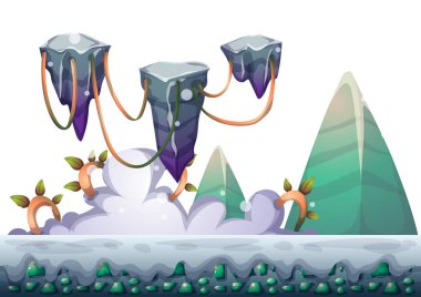 yüzen ada arka plan oyun sanat ve animasyon için ayrı katmanları ile karikatür vektör