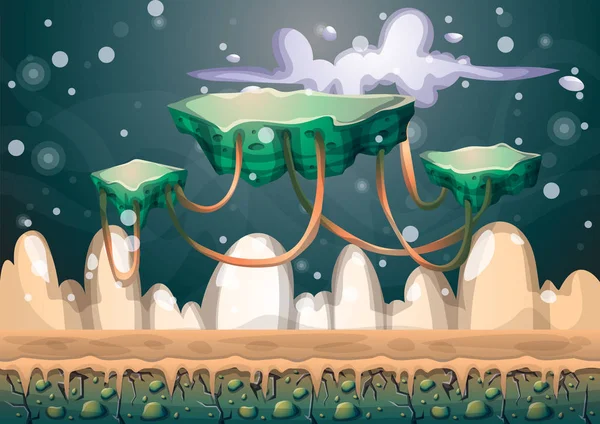 Διάνυσμα κινουμένων σχεδίων πλωτό νησί φόντο με διαχωρισμένο στρώματα για παιχνίδι τέχνη και κινούμενες εικόνες — Διανυσματικό Αρχείο