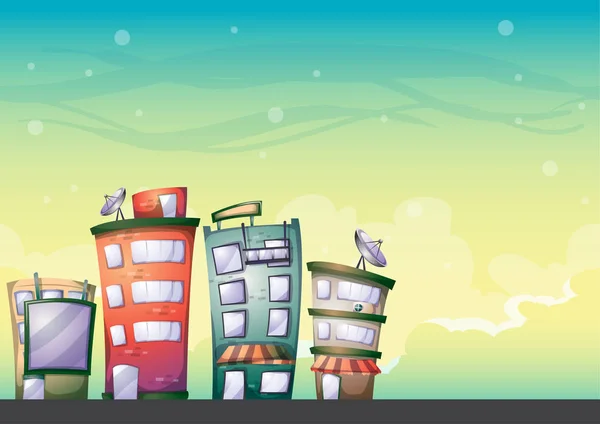 Cartoon vector gebouw achtergrond met gescheiden lagen voor game art en animatie — Stockvector