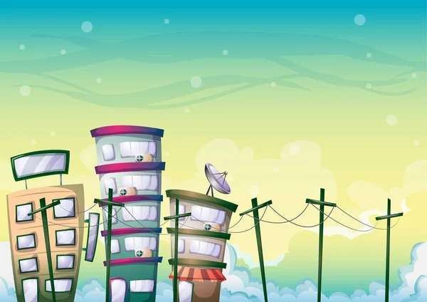 Cartoon vector gebouw achtergrond met gescheiden lagen voor game art en animatie — Stockvector