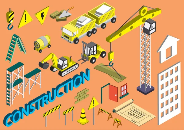 Ilustracja informacje graficzne budowlane ikony Ustaw pojęcie — Wektor stockowy