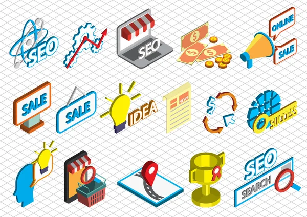 Illustration of info graphic seo optimization icons set concept — Stock Vector