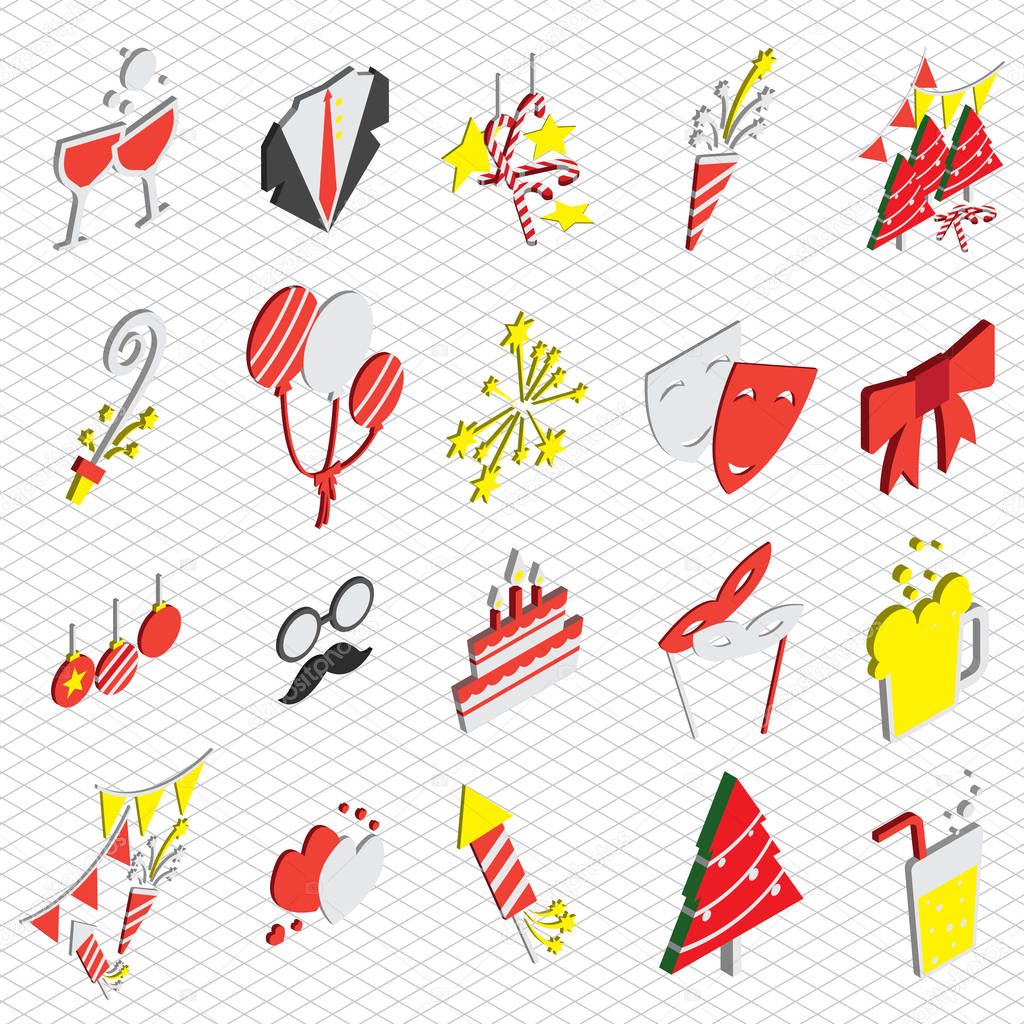 illustration of info graphic celebration icons set concept