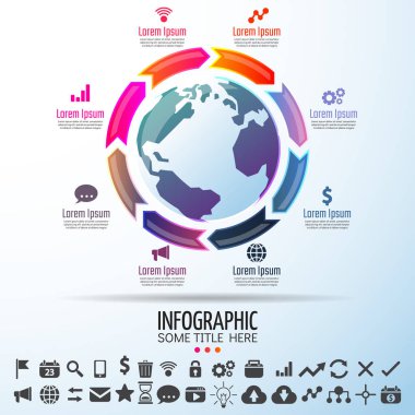 Dünya harita Infographics tasarım şablonu