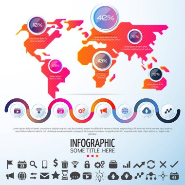 Dünya harita Infographics tasarım şablonu