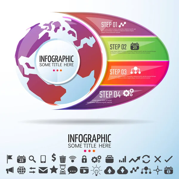 世界地図インフォ グラフィック デザイン テンプレート — ストックベクタ