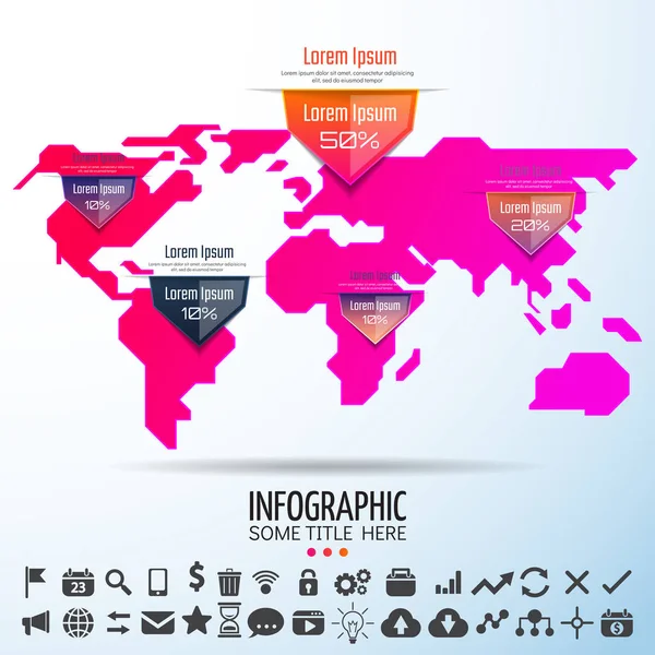 世界地図インフォ グラフィック デザイン テンプレート — ストックベクタ