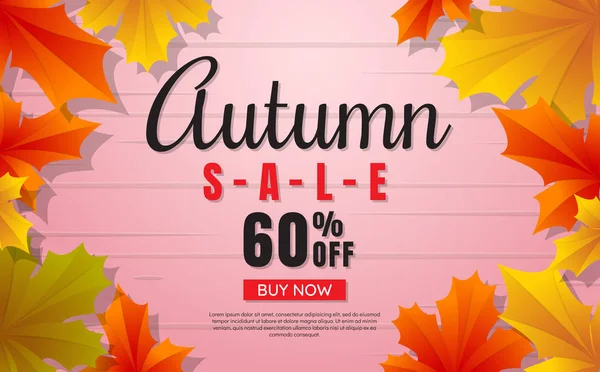 Herbst Verkauf Vorlage Banner Vektor Hintergrund — Stockvektor