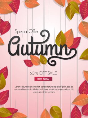 sonbahar Satılık şablon afiş vektör arka plan