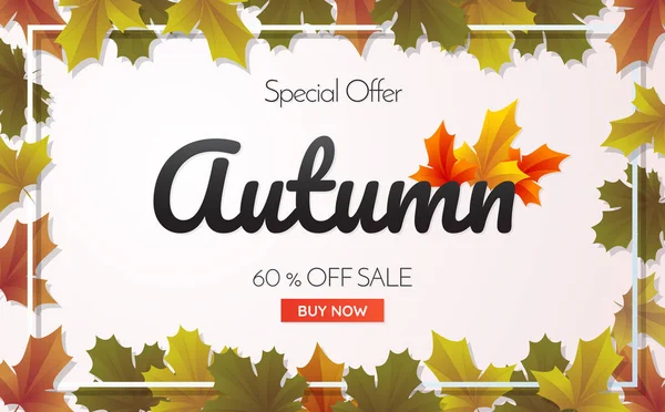 Otoño venta plantilla banner Vector fondo — Archivo Imágenes Vectoriales