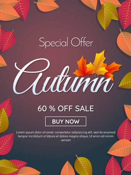 Autumn sale template banner Vector background — Stock Vector