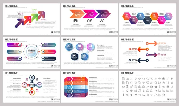 Elementos Modernos Infografías Para Presentaciones Plantillas Para Banner Póster Volante — Vector de stock