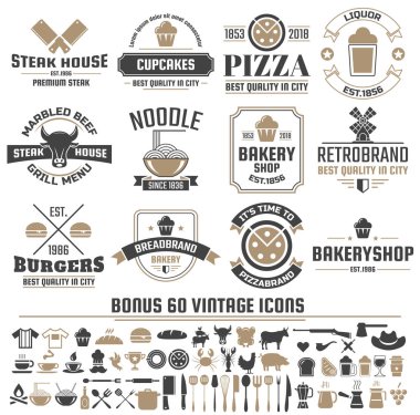 Afiş, poster, afiş için Retro Vintage vektör Etiketler