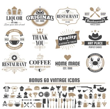 Afiş, poster, afiş için Retro Vintage vektör Etiketler