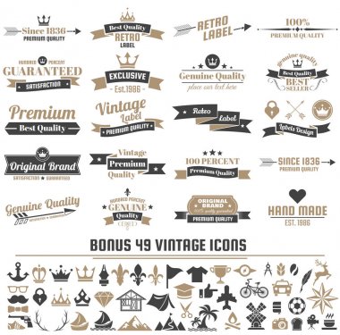 Afiş, poster, afiş için Retro Vintage vektör Etiketler