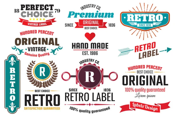Vintage Retro Vector Labels Voor Spandoek Poster Flyer — Stockvector