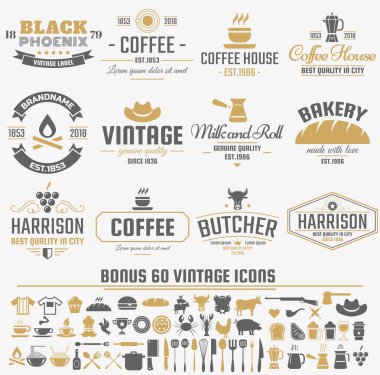 Vintage Retro vektör Logo afiş, poster, afiş için