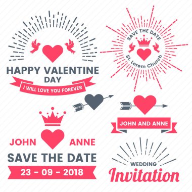 Retro Vintage vektör etiket banner için düğün