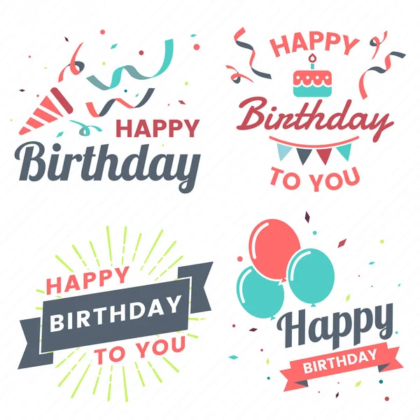 Happy Birthday Vector Logo Banner Poster Flyer — Stock Vector