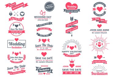 Retro Vintage vektör etiket banner için düğün