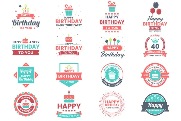 幸せな誕生日のベクトルのロゴ バナー ポスター チラシ — ストックベクタ
