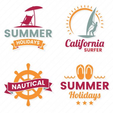 Yaz Retro vektör Logo afiş, poster, afiş için